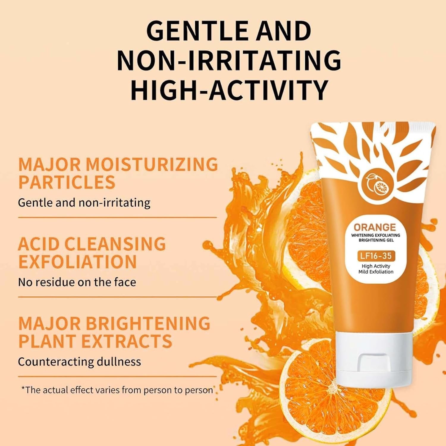 Orange Enzymes Exfoliating Gel, Organic Face and Body Exfoliating Scrub Gel,