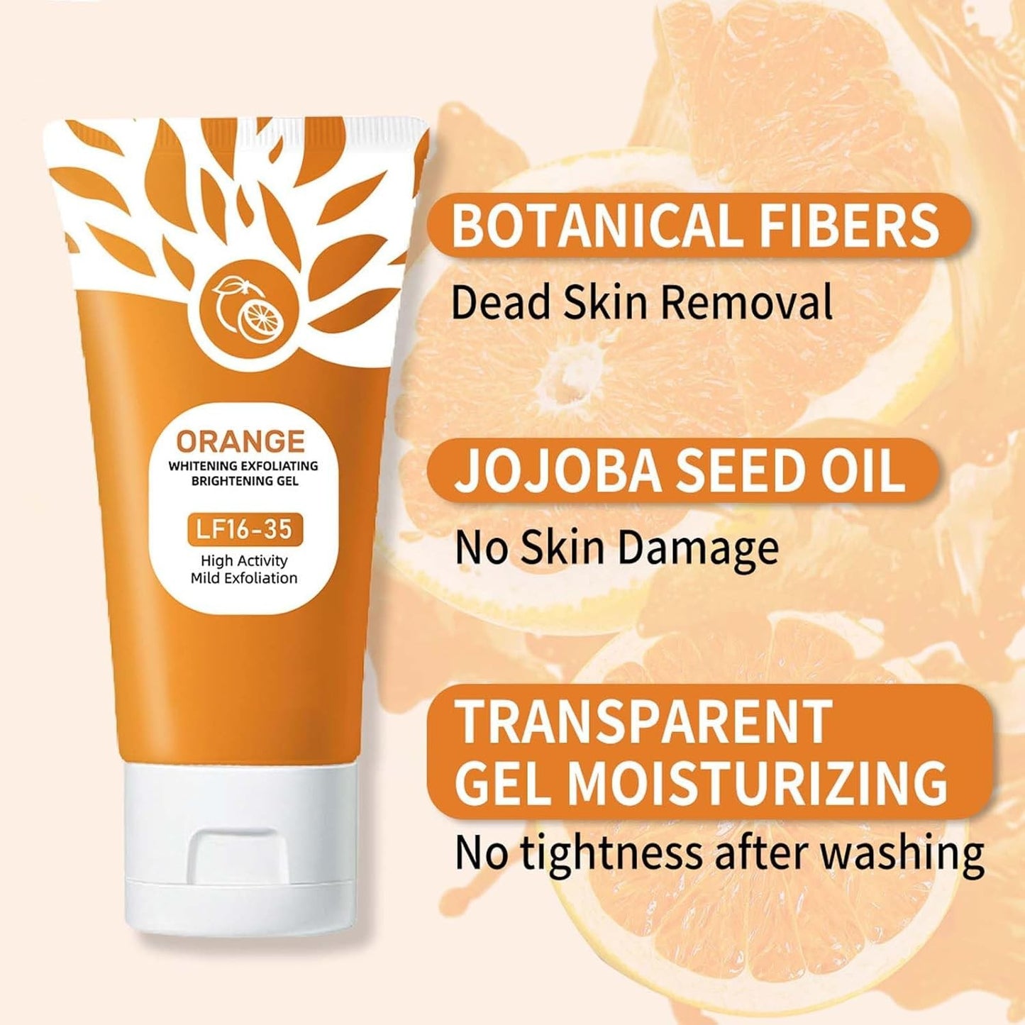 Orange Enzymes Exfoliating Gel, Organic Face and Body Exfoliating Scrub Gel,