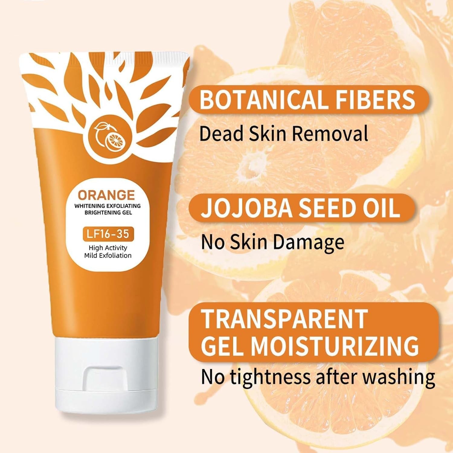 Orange Enzymes Exfoliating Gel, Organic Face and Body Exfoliating Scrub Gel,